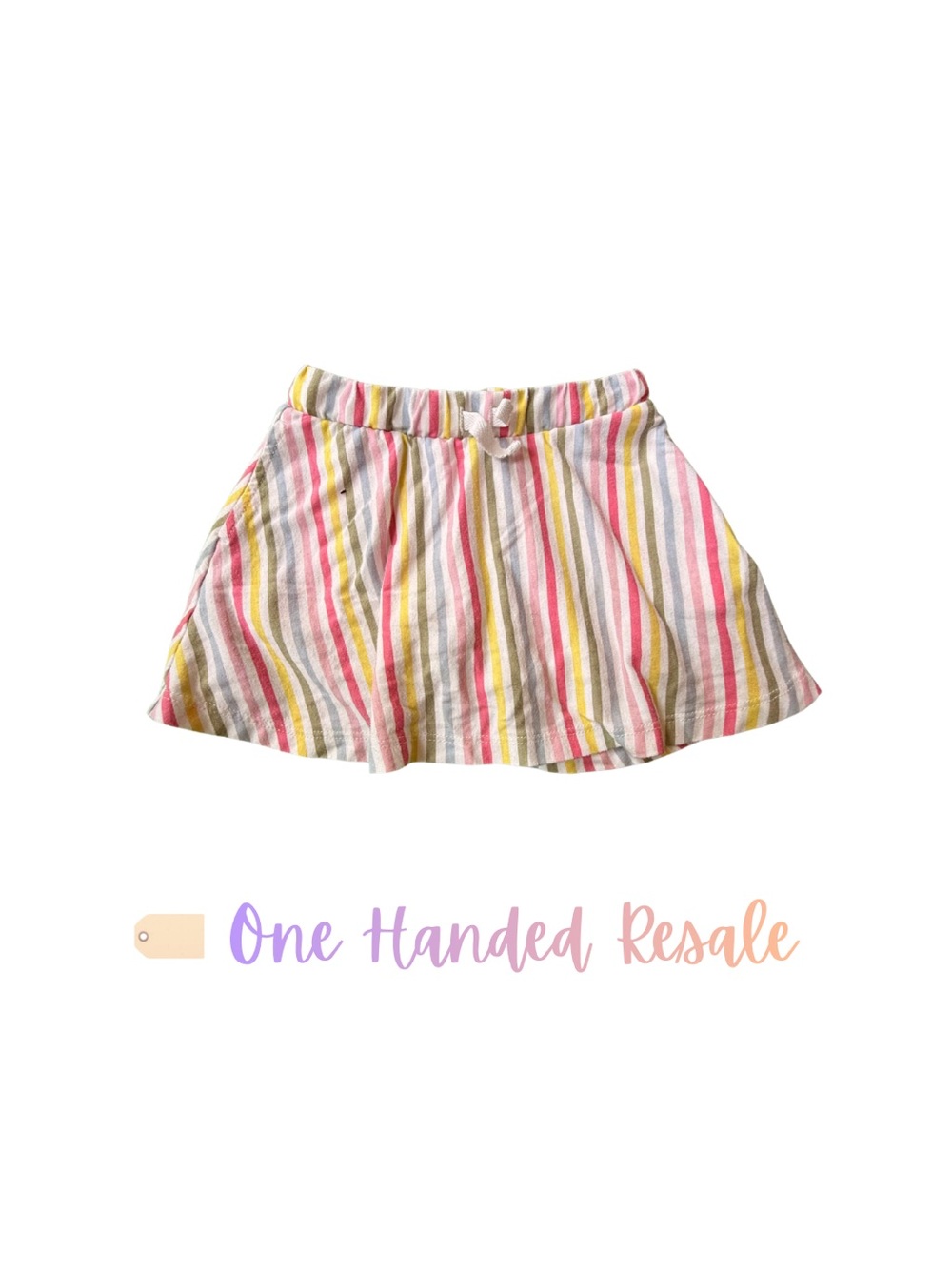 🌈 Cat & Jack Girls White Muted Rainbow Stripe Kids Skort Shorts Skirt 3T